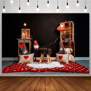 Счастливого Рождества Фон Санта Носок Красный Белый Одеяло Звезда Свет Детская фотография Фон Фотостудия Фотозона Декор Реквизит