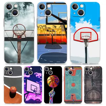 Баскетбольная площадка Спорт Роскошный чехол для телефона для iPhone 15 14 13 12 11 Pro Max XS X XR SE 7 8 Plus TPU Прозрачная защитная крышка для линз