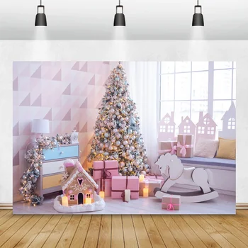 Счастливая рождественская елка подарки игрушка троян ребенок новорожденный фотография фон детская комната декор портрет фотозвонок фон баннер