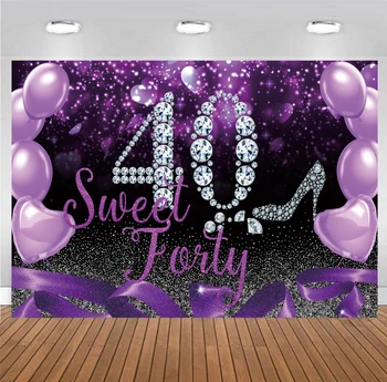 Фиолетовый 40-й фон для женщины мужчины с днем рождения 40 лет воздушный шар фотография фон леди фотозвонок фото