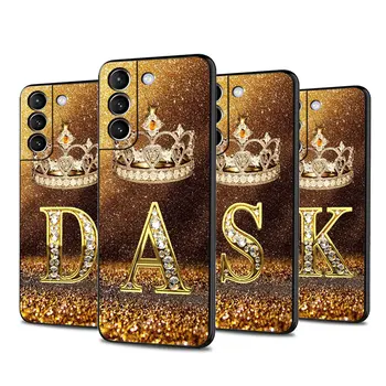 Золотая витиеватая буква Crown Чехол для телефона Samsung Galaxy Note 20 5G S23 Ultra S10 4G S21 FE S10e S22 Plus Силиконовая черная крышка