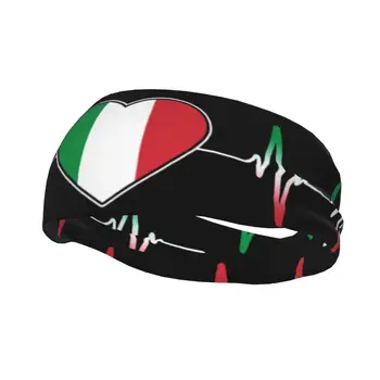 Изготовленные на заказ итальянские спортивные повязки на голову с флагом сердца для женщин и мужчин эластичные влагоотводящие спортивные повязки для упражнений