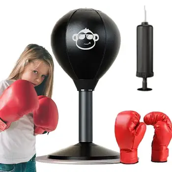  Настольный боксерский мяч Прочные присоски к вашему столу Рельеф Боксерская сумка Отдельно стоящий боксерский мяч Набор с насосом Прочная забавная игрушка