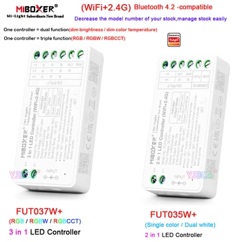 Miboxer Tuya 2.4G WiFi диммирование / CCT / RGB / RGBW / RGBCCT светодиодная лента Контроллер Bluetooth 4.2 12 В 24 В 2 в 1 / 3 в 1 Диммер света