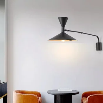 современный минималистичный регулируемый настенный светильник с длинной рукой качели для чтения в спальне прикроватный светильник светодиодный освещение для гостиной и ресторана