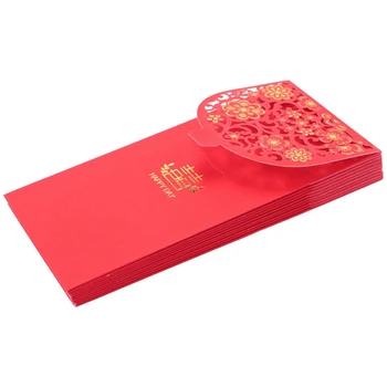  50 шт. Китайские красные конверты Счастливые деньги Конверты Свадебный красный пакет для новогодней свадьбы (7X3,4 дюйма)