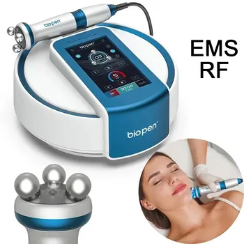 NEW 5 Level EMS RF Facial Lifting Микротоковый антивозрастной косметический аппарат Светодиодный синий свет Уход за кожей 360 градусов Ротационный массажер T6