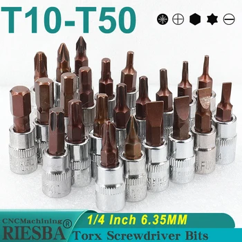 Torx Биты для шуруповерта 1/4 дюйма Ручные инструменты T8 T10 T15 T20 T25 T27 T30 T40 T45 T50 PH1 PZ1 H5 H6 H8
