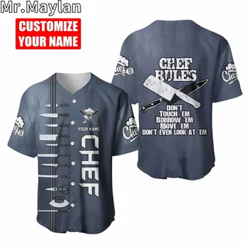 Индивидуальный подарок для шеф-повара Нож Бейсбольная майка Рубашка 3D-печать Мастер-повар Униформа Бейсбольная рубашка Мужская рубашка Повседневная футболка хип-хоп топы