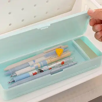  Емкость коробки для хранения карандашей Двухсторонняя двухслойная канцелярская коробка Сверхмощная пластиковая многофункциональная карандашная ручка для мальчиков