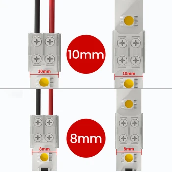 2-контактный разъем для светодиодной ленты 12 В 24 В IP20 Электрические клеммы с винтовыми фиксированными проводами Разъемы освещения 10 шт.
