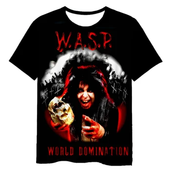 W.A.S.P Rock 3D Printed Повседневные футболки Футболки с коротким рукавом Хип-хоп футболки Harajuku Tops Модная одежда для женщин / мужчин