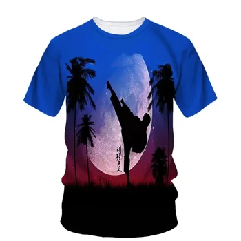 Модные и привлекательные картинки для тхэквондо для мужских футболок Тренд Цифровая печать Повседневные топы с круглым вырезом и короткими рукавами