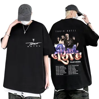 Рок-группа Tokio Hotel Bad Love Tour 2023 Футболка с принтом на спине Мужчины Женщины Мода Винтаж Готическая футболка Мужская панк Футболка оверсайз