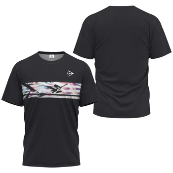 Новый Dunlop Дышащая одежда для гольфа Однотонная теннисная одежда с буквенным принтом Мужская фитнес-футболка с коротким рукавом для бадминтона