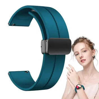 20 мм Магнитный ремешок для часов Быстросъемный силиконовый ремешок для часов с магнитной складной пряжкой Универсальная замена браслета Часы