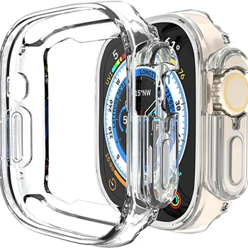 Мягкая противоударная защитная устойчивая к царапинам рамка из ТПУ для Apple Watch Series 8 Ultra 49 ММ [Без защитной пленки для экрана] Прозрачная