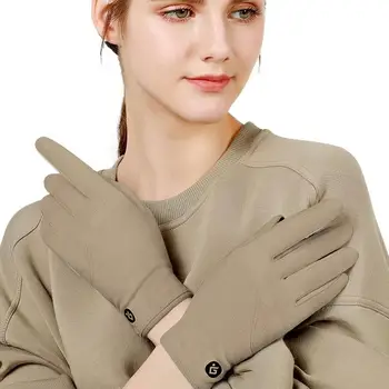Женские зимние перчатки с сенсорным экраном Пальцы Флисовая подкладка Ветрозащитные перчатки для холодной погоды Эластичные нескользящие перчатки для вождения Зима