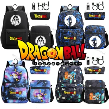 Vegeta Dragon Ball Рюкзак с замком An-ti и USB Школьная сумка Мода Mochilas Para Mujer Study Канцелярские принадлежности Аниме Фигурки Сумки