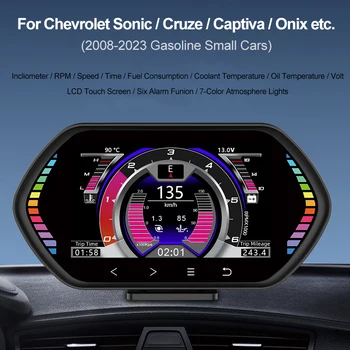 hud дисплей автомобиля OBD2 Датчик спидометра Инклинометр оборотов в минуту Измеритель температуры воды и масла для Chevrolet Sonic / Cruze / Onix 2008-2023