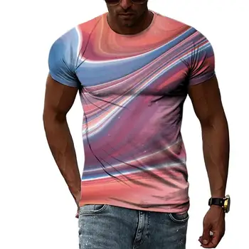 летняя мода абстрактная цветная графическая футболка для мужчин повседневная футболка с 3D-принтом оверсайз футболка Harajuku Streetwear с коротким рукавом