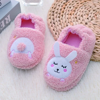 Новые тапочки для девочки для малышей для зимы теплые мультфильм кролик дети домашняя обувь маленькие дети кролики дом комнатная обувь детские товары