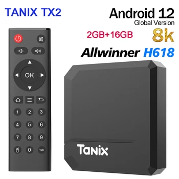 Tanix TX2 Android 12 Smart TV Box Allwinner H618 2.4G Wifi 8K HD 2GB 16GB Телевизионная приставка Медиаплеер PK TX3 TX6