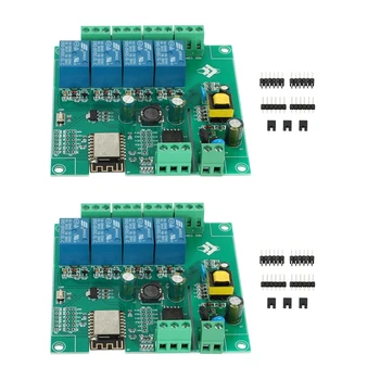 2X ESP8266 Беспроводной WIFI 4-канальный релейный модуль ESP-12F Wifi Плата разработки для источника питания Arduino AC / DC 5 В / 8-80 В