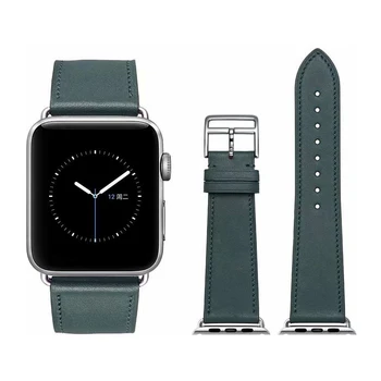 темно-зеленый кожаный ремешок с петлей для Apple Watch Series 4 5 44 мм 40 мм Single Tour Watchband IWatch 42 мм 38 мм Браслет с ремешком