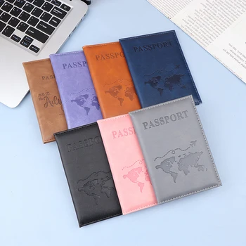 PU кожаный чехол для карт унисекс новый простой модный чехол для паспорта World Thin Slim Travel Passport Holder Кошелек Подарок