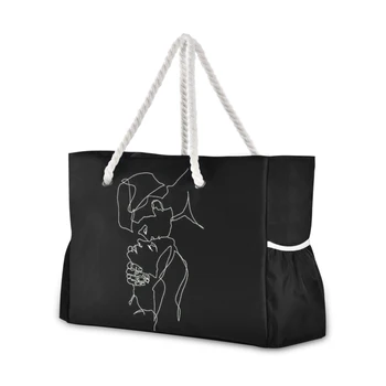 Повседневная сумка-тоут большой емкости Женские сумки через плечо Дизайнерские роскошные летние пляжные сумки Леди Большой Шоппер Сумка Светлый Черный Искусство Комиксы