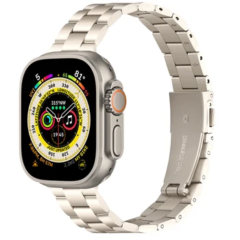 Роскошный женский ремешок для Apple Watch Ultra 49 мм Series 7 8 41 мм 45 мм ремешок Mteal Slim Bracelet iwatch 6 5 se 4 3 40 38 42 мм 44 мм