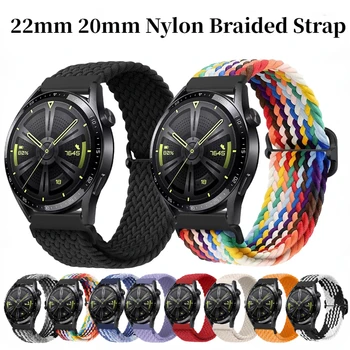 22 мм 20 мм нейлоновый плетеный ремешок для Samsung Watch 3/4 Active 2 Huawei Watch 3 / GT Тканевый браслет Браслет для Amazfit GTR / Stratos
