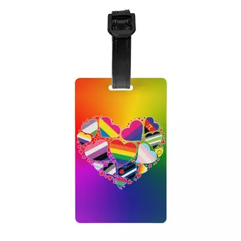  ЛГБТ гордость сердце багажные бирки для чемоданов радужный узор печать конфиденциальности обложка идентификационная этикетка