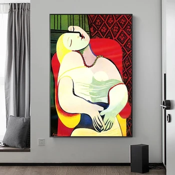 Знаменитая картина Мечтающая женщина Пикассо Абстрактный холст Живопись Плакаты и принты Настенные картины для гостиной
